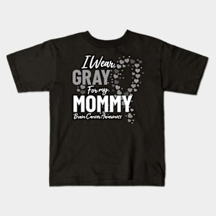 Brain Cancer Mom Gray Ribbon Spread Awareness Brain Tumor Kids T-Shirt